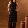 Anouk Black Ethnic Motifs Printed Sleeveless Straight Kurta - Image 3