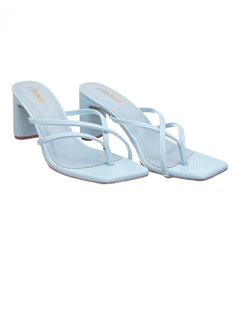 blue textured slip on block heel - Image 2