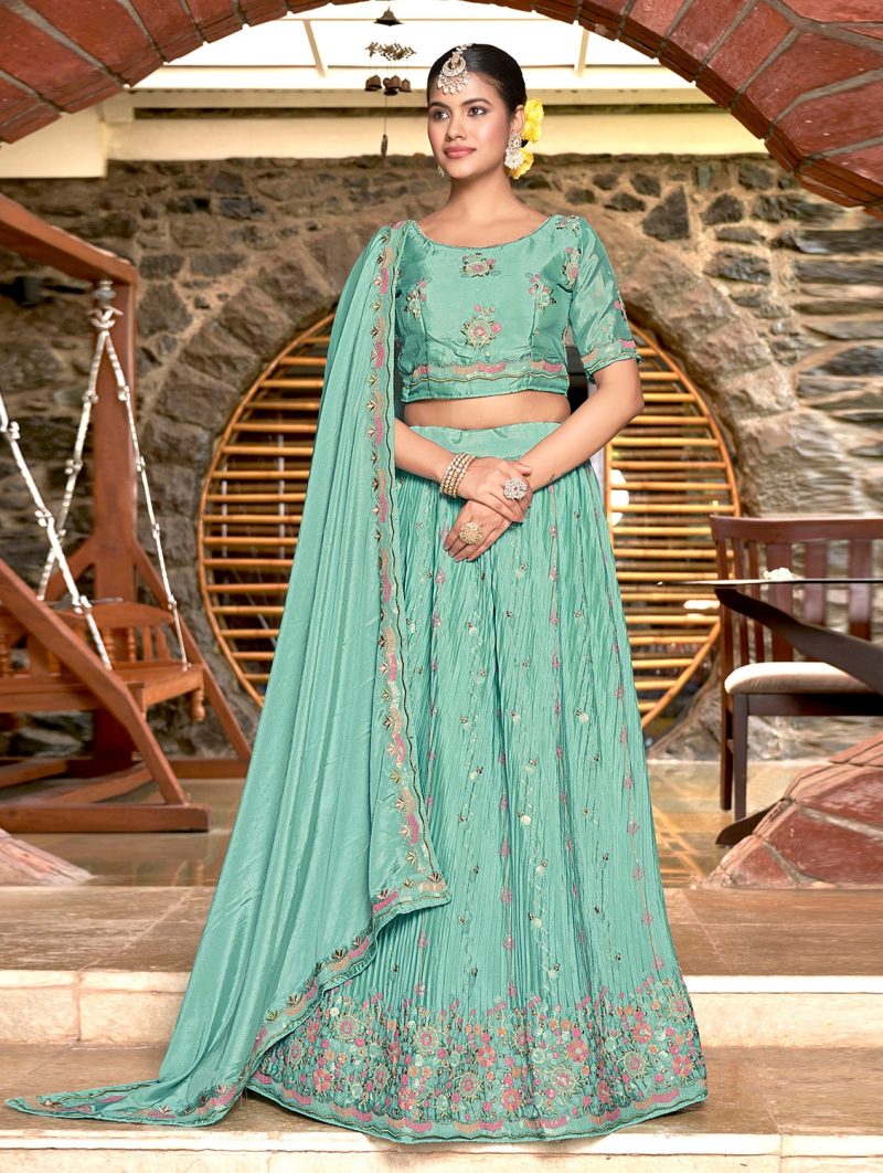 embroidered semi-stitched lehenga choli with dupatta - Image 2