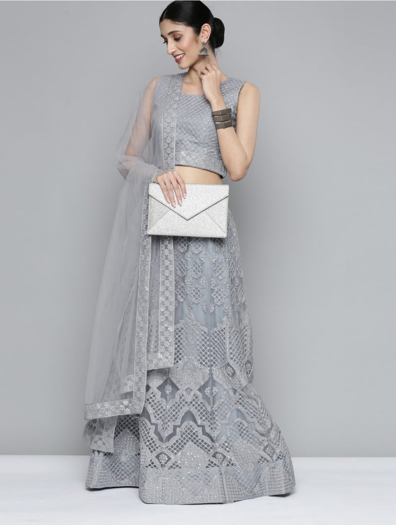 grey sequin detailed lehenga