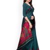 KALINI Teal & Red Art Silk Solid Saree - Image 2