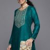 Libas Women Teal Blue & Golden Yoke Design Kurta - Image 2