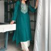 Libas Women Teal Blue & Golden Yoke Design Kurta