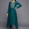Libas Women Teal Blue & Golden Yoke Design Kurta - Image 3