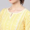 Libas Women Yellow & White Block Print Straight Kurta - Image 2