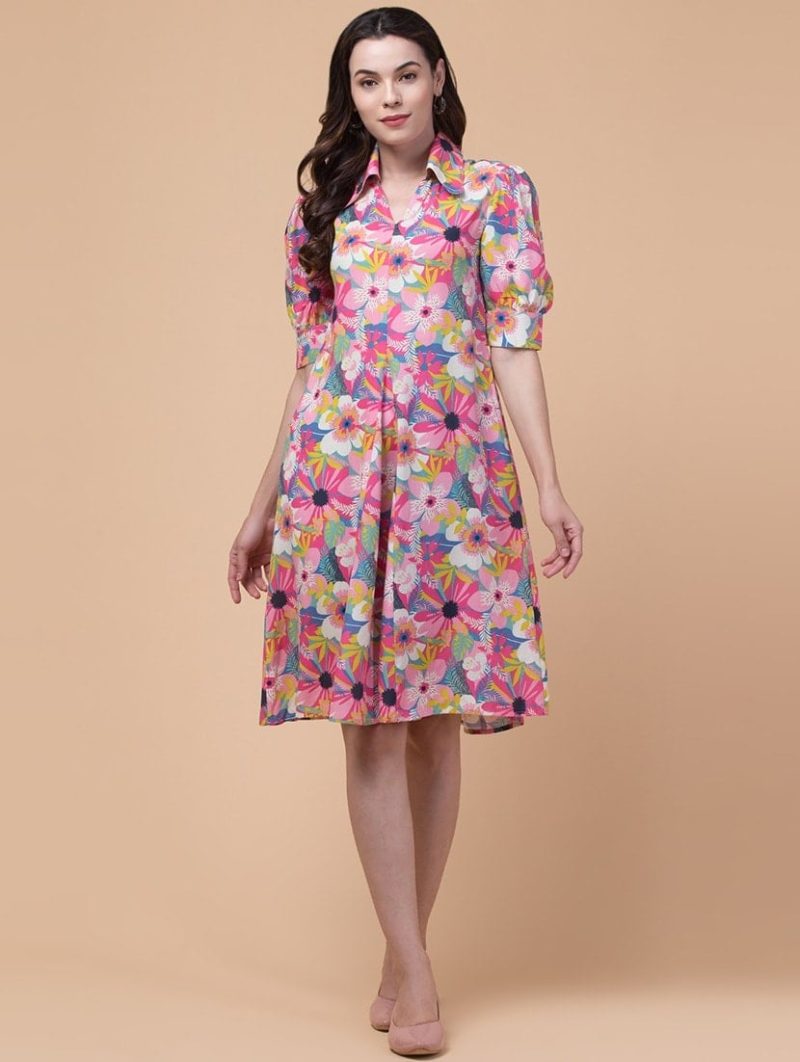 multi coloured rayon a-line dress - Image 3
