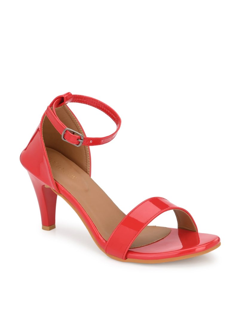 red ankle strap sandal