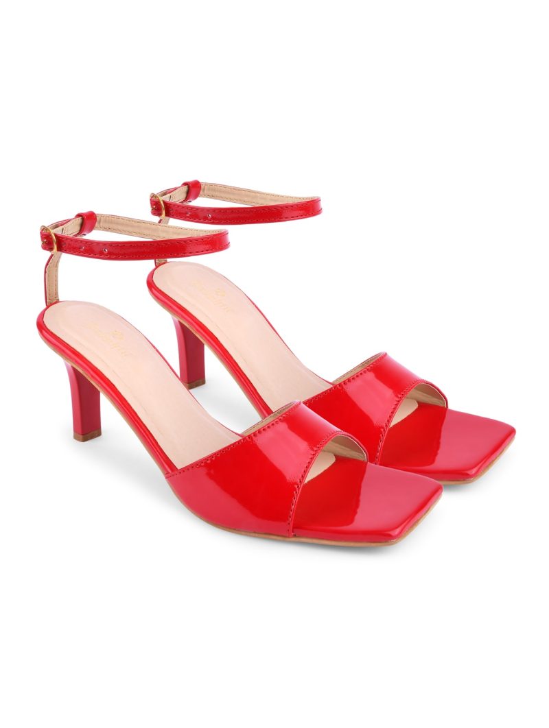red patent leather ankle strap sandals - Image 2