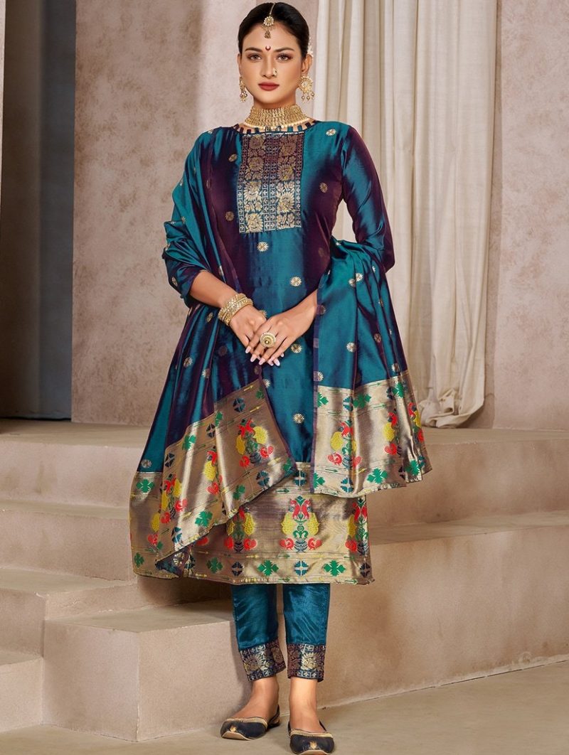 new art silk emrodery kurti for women