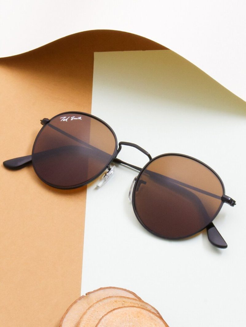 ted smith brown round sunglasses