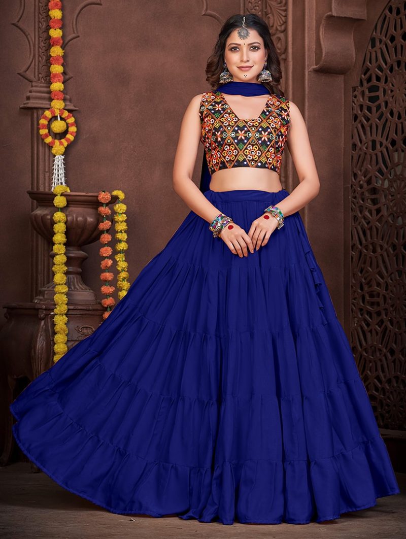women blue flared lehenga - Image 2