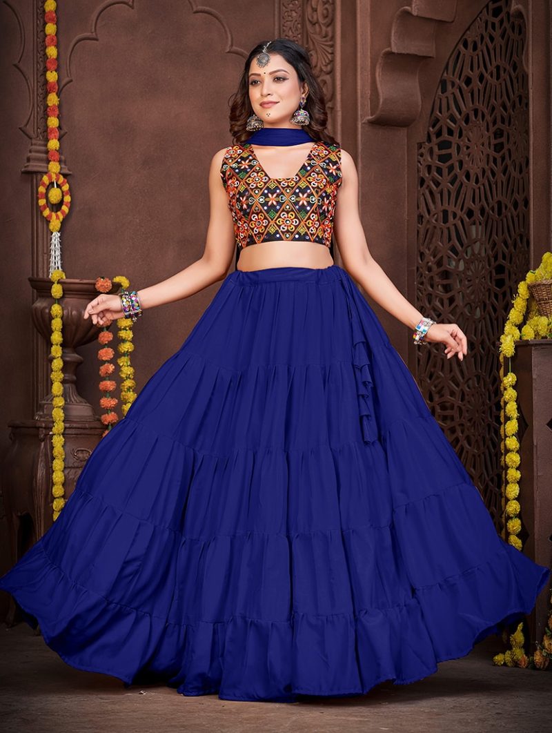 women blue flared lehenga - Image 3