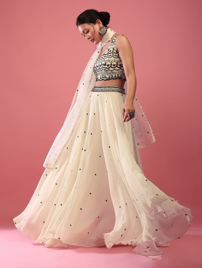 women embroidered flared lehenga choli set with dupatta - Image 2
