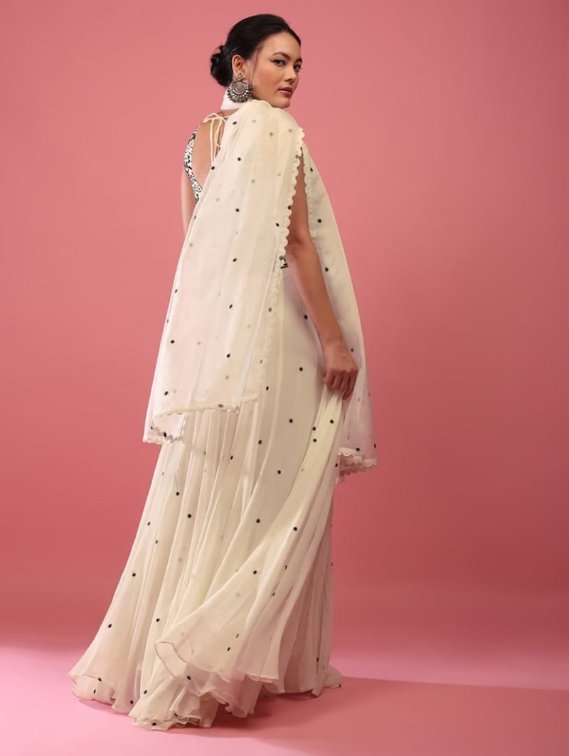 women embroidered flared lehenga choli set with dupatta - Image 3