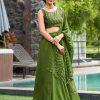 women flared semi-stitched lehnga