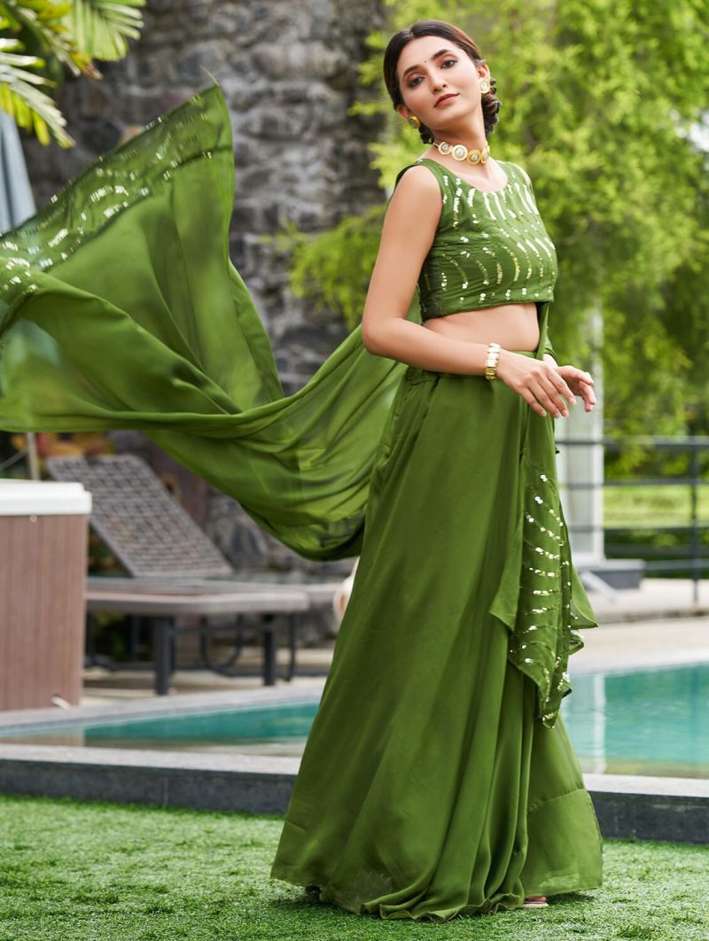 women flared semi-stitched lehnga - Image 2