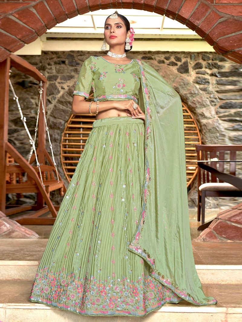 women neo mint embroidered lehenga choli with dupatta - Image 2