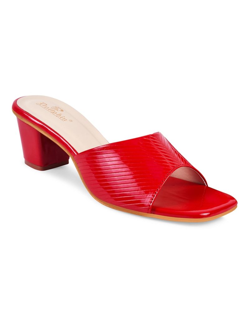 women red slip on heel sandal - Image 2