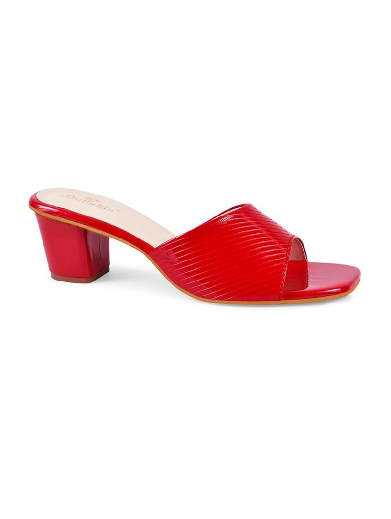 women red slip on heel sandal - Image 3