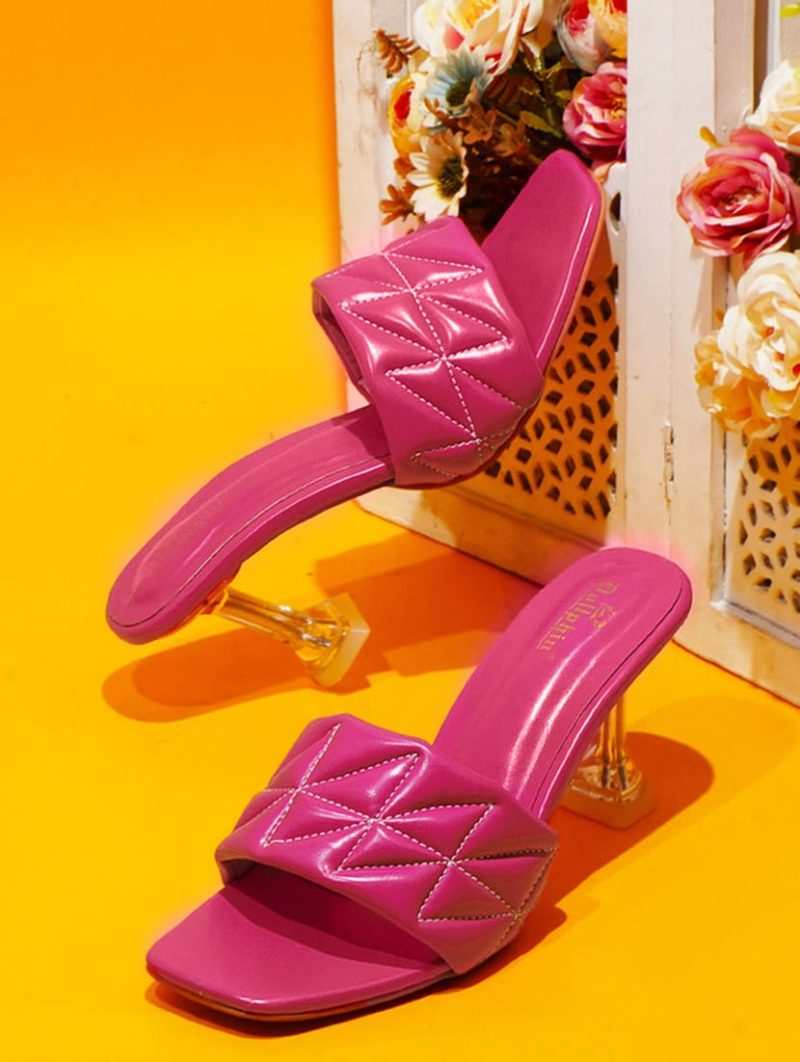 women slip on heel sandal