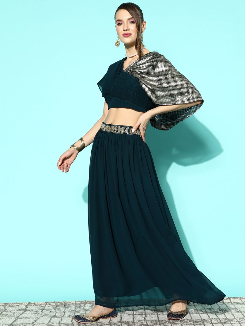 women solid with work lehenga choli with dupatta - Image 2