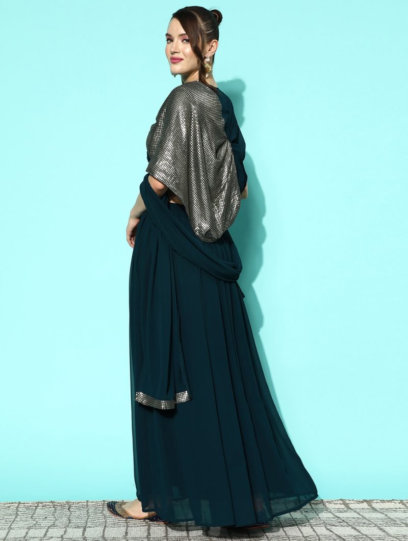 women solid with work lehenga choli with dupatta - Image 3