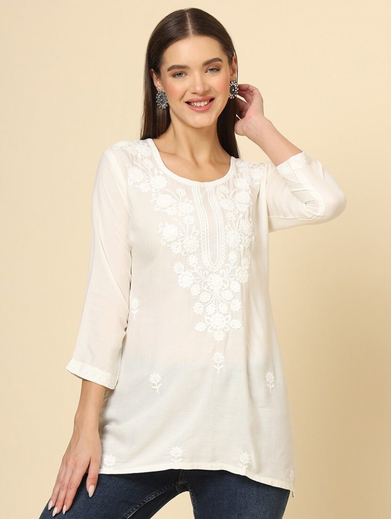 women white rayon regular tunic