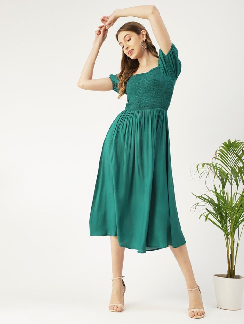women's fit & flare solid dress