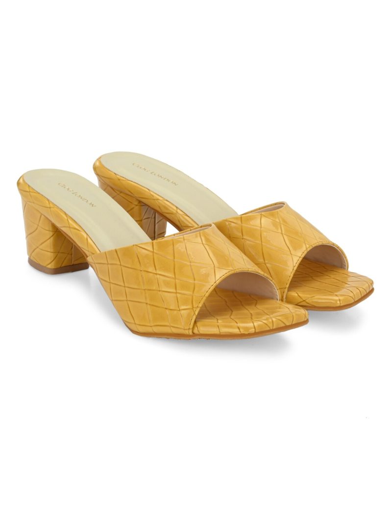 yellow synthetic slip on sandals - Image 2