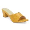 yellow synthetic slip on sandals
