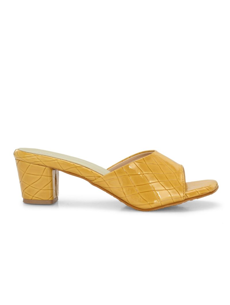 yellow synthetic slip on sandals - Image 3